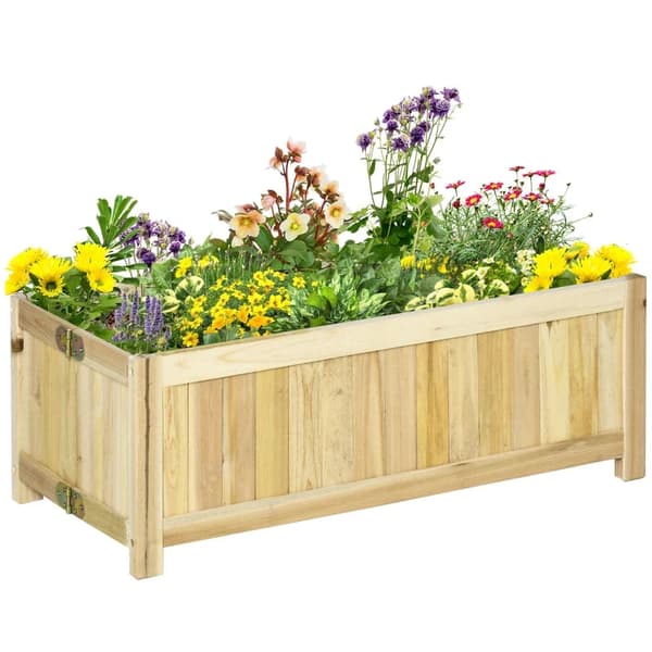 Rootz Plantekasse - Sammenklappelig højseng - Massivt træ - Vejrbestandig - Naturlig - 70 cm x 30 cm x 25 cm