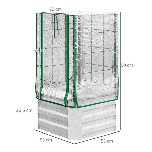 Rootz Højseng - Drivhus - Sæt med 3 med espalier - Plastbetræk - 53 x 53 x 90 cm