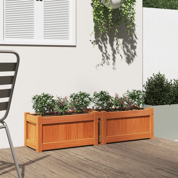 vidaXL Plantekasser 2 stk brun heltre furu