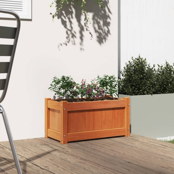 vidaXL plantekasse 60x31x31 cm massivt fyrretræ gyldenbrun
