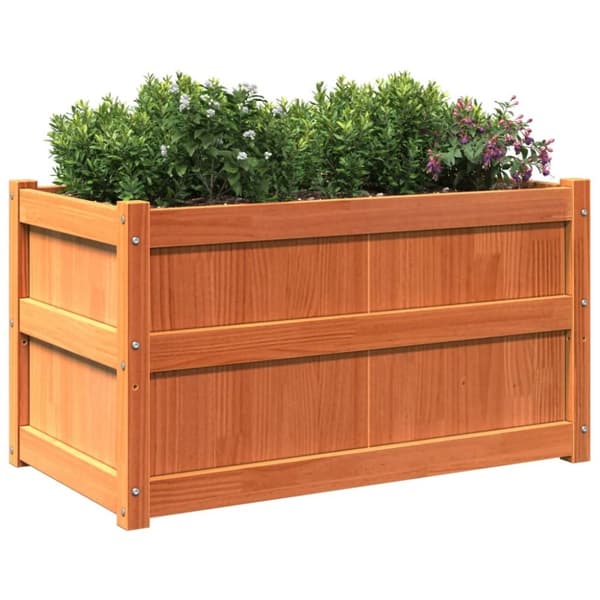vidaXL Odlingslåda vaxbrun 90x50x50 cm vit massiv furu