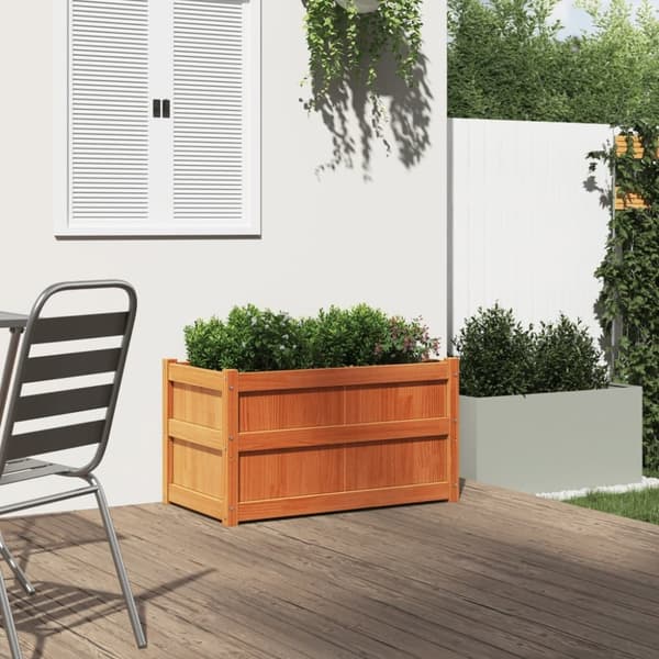 vidaXL Odlingslåda vaxbrun 90x50x50 cm vit massiv furu