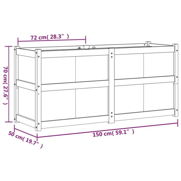vidaXL Odlingslåda vaxbrun 150x50x70 cm massiv furu
