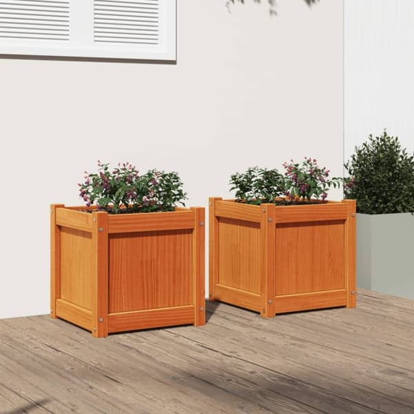 vidaXL Plantekasser 2 stk brun heltre furu