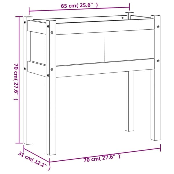 vidaXL Odlingslådor med ben vaxbrun 70x31x70 cm massiv furu