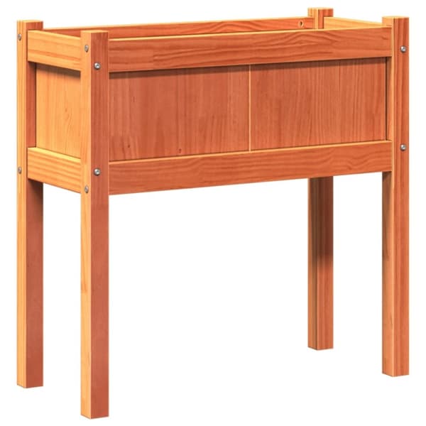 vidaXL plantekasse med ben 70x31x70 cm massivt fyrretræ gyldenbrun