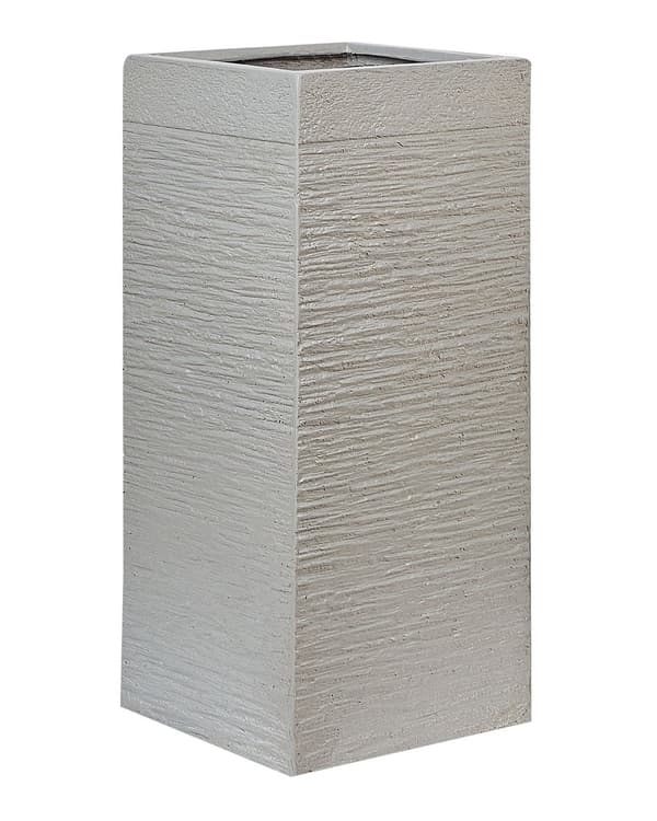 Urtepotte brun-grå 26 x 60 x 26 cm ler glasfiber firkantede drænhuller UV-resistent