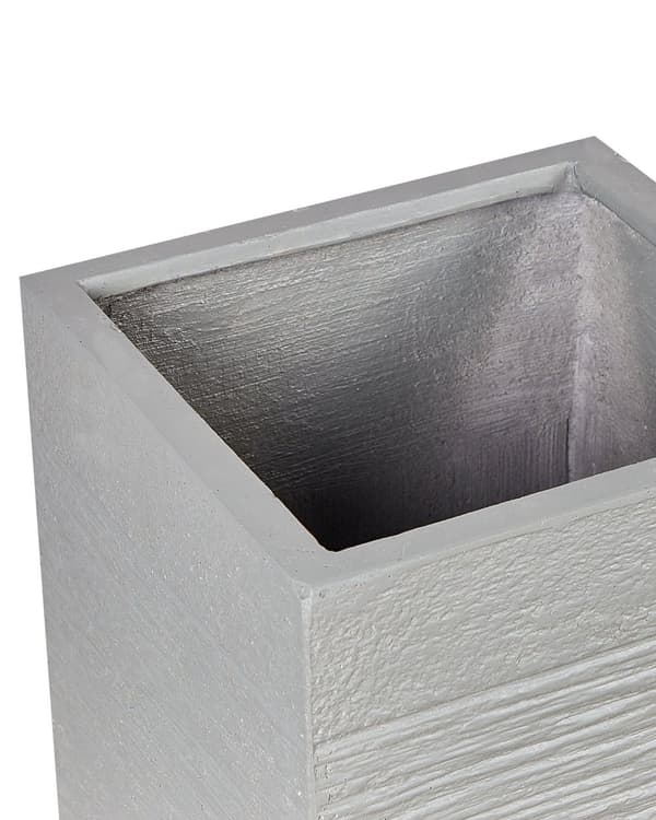 Urtepotte brun-grå 26 x 60 x 26 cm ler glasfiber firkantede drænhuller UV-resistent