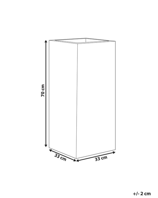 Urtepotte lysegrå 33 x 70 x 33 cm ler glasfiber firkantede drænhuller UV-resistent