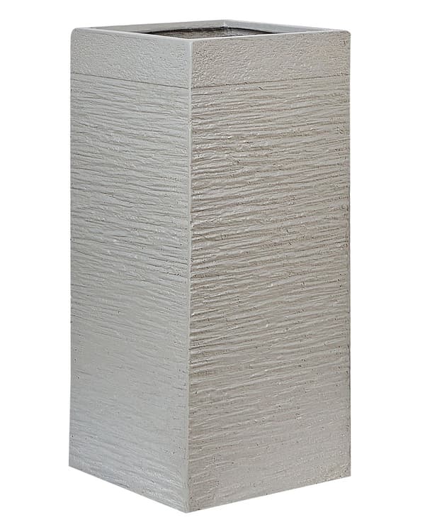 Urtepotte lysegrå 33 x 70 x 33 cm ler glasfiber firkantede drænhuller UV-resistent