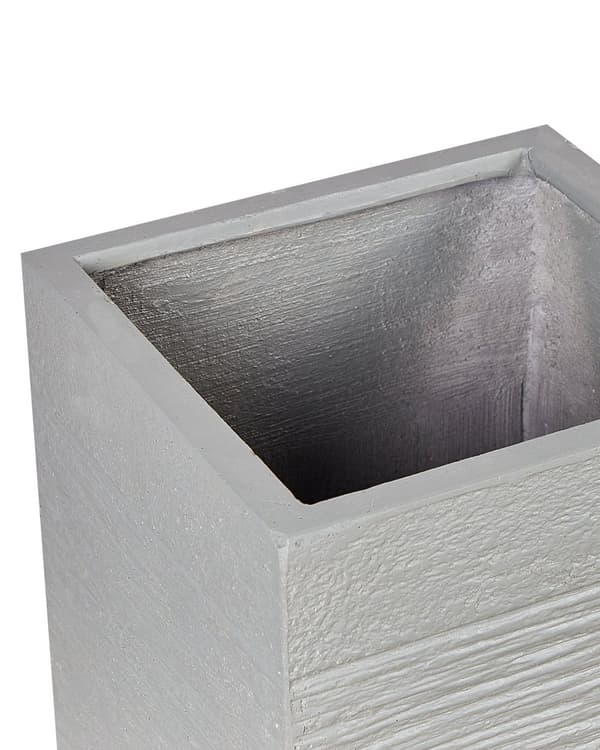 Urtepotte lysegrå 33 x 70 x 33 cm ler glasfiber firkantede drænhuller UV-resistent