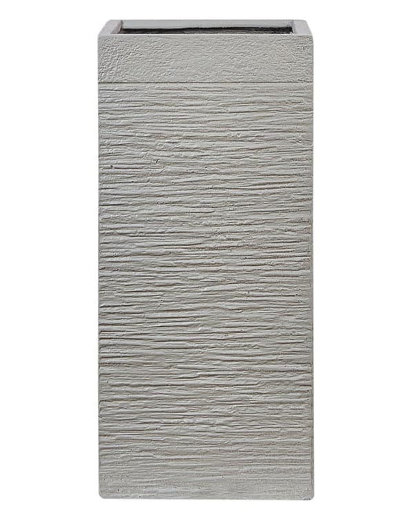 Urtepotte lysegrå 33 x 70 x 33 cm ler glasfiber firkantede drænhuller UV-resistent