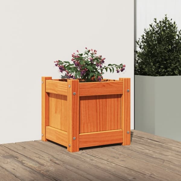 vidaXL Hageplantekasse voksbrun 31x31x31 cm heltre furu