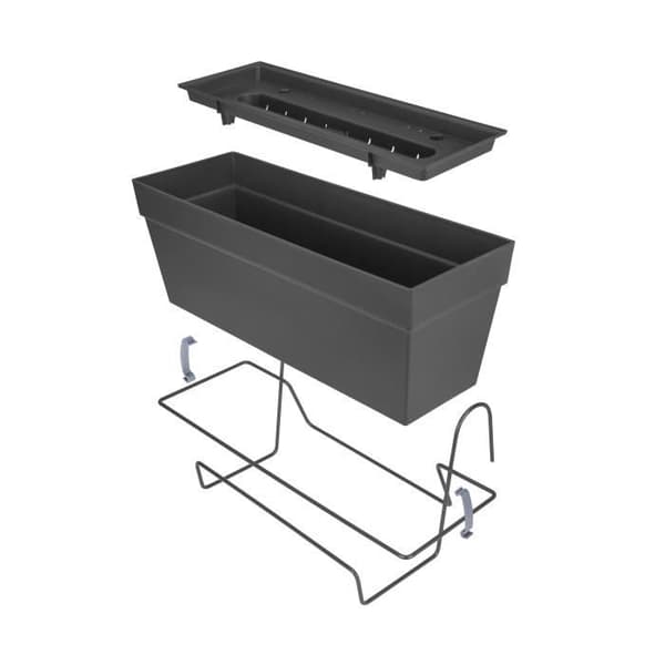 Elho Loft Urban Balconiere Allin1 50 - Svart - L 49 x B 27 x H 21 cm - Utebalkong - 100% återvunnen
