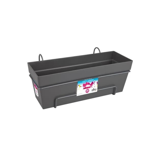 Elho Loft Urban Balconiere Allin1 50 - Svart - L 49 x B 27 x H 21 cm - Utebalkong - 100% återvunnen