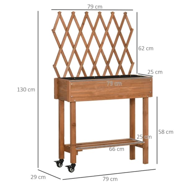 Rootz Højseng - Integreret espalier - Opbevaringshylde - Hjul - Massivt træ - Brun - 79 x 29 x 130 cm