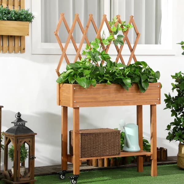 Rootz Højseng - Integreret espalier - Opbevaringshylde - Hjul - Massivt træ - Brun - 79 x 29 x 130 cm