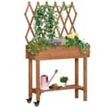 Miniatyrbillede 1 af 5: Rootz Højseng - Integreret espalier - Opbevaringshylde - Hjul - Massivt træ - Brun - 79 x 29 x 130 cm