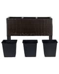 Miniatyrbillede 6 af 11: Urtepotte brun polyrotink rektangulær til indendørs og udendørs 3 planter med plastforing