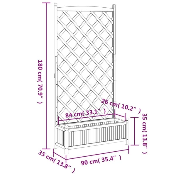 vidaXL plantekasse med espalier massivt grantræ brun