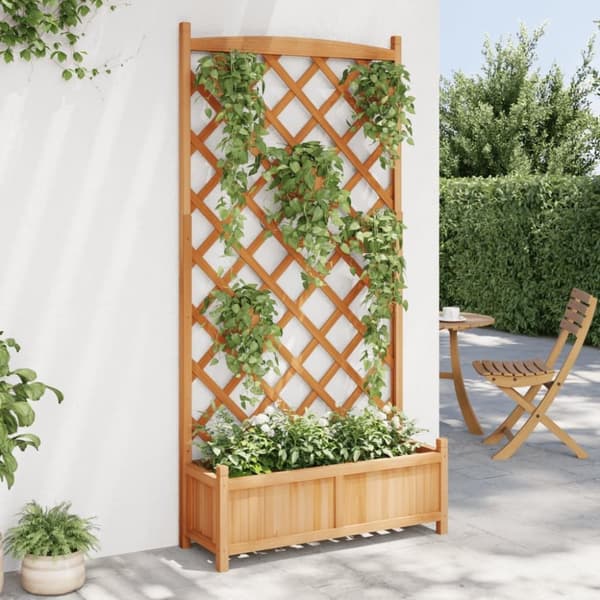 vidaXL plantekasse med espalier massivt grantræ brun