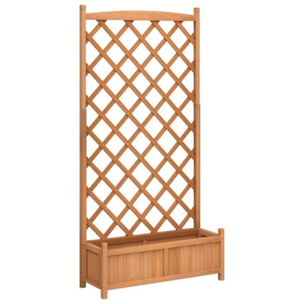 vidaXL plantekasse med espalier massivt grantræ brun