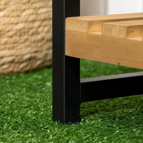 Rootz Flower Stand - 3-vånings växtställ med fästkrokar - Naturligt trä Växtställ - Naturligt - 80 cm x 36 cm x 174 cm
