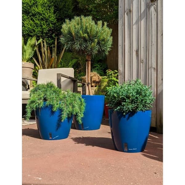 RIVIERA EVA NY rund blomsterlåda - Plast - Diameter 46 cm - Blå