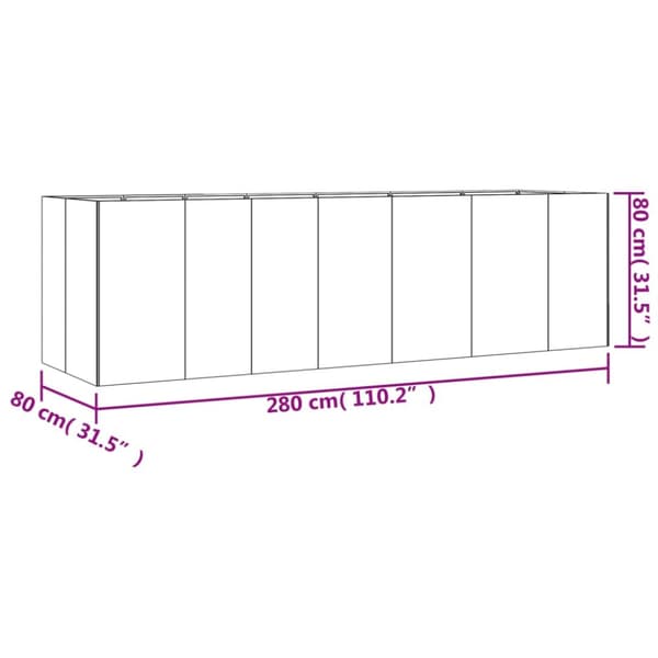 højbed 280x80x80 cm cortenstål