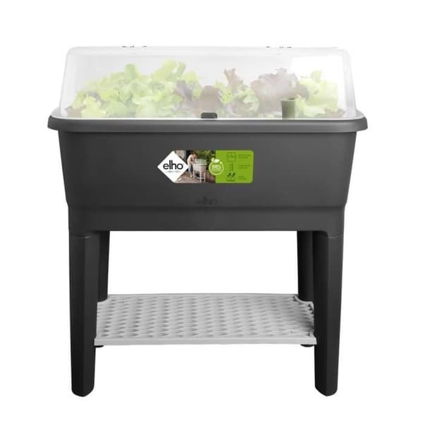ELHO Noa stående grönsaksträdgård - Svart - L 79 x B 39 x H 94 cm - odling och skörd - 100 % återvunnet