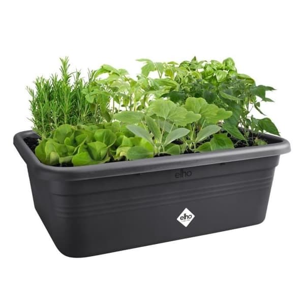 Elho Green Basics Jardin De Cultivation L blomlåda - Svart - L 76 x B 57 x H 27 cm - utomhusodling och skörd - 100% återvunnet