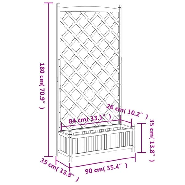 vidaXL plantekasse med espalier massivt grantræ sort