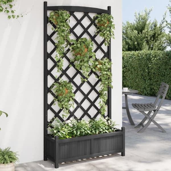 vidaXL plantekasse med espalier massivt grantræ sort