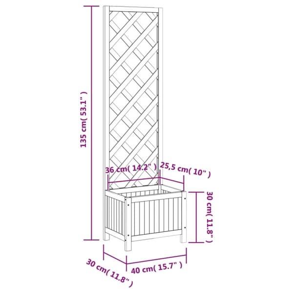 vidaXL plantekasse med espalier massivt grantræ sort