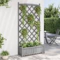 Miniatyrbillede 4 af 9: vidaXL plantekasse med espalier massivt grantræ grå