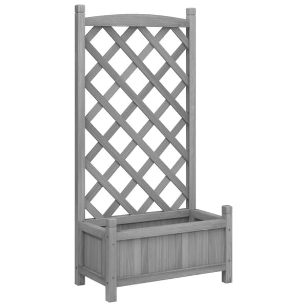 vidaXL plantekasse med espalier massivt grantræ grå