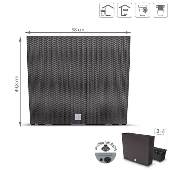 Prosperplast Blomsterkrukke 16l Rato Case Collection 58x18x49.8 Cm Grå