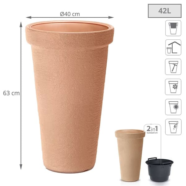 Prosperplast Blomsterkrukke 42l Classic Collection 40x40x63 Cm Brun