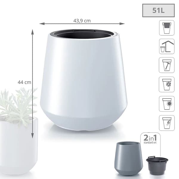 Prosperplast Blomkruka 51l Heos Collection 43.9x43.9x44 Cm Silver
