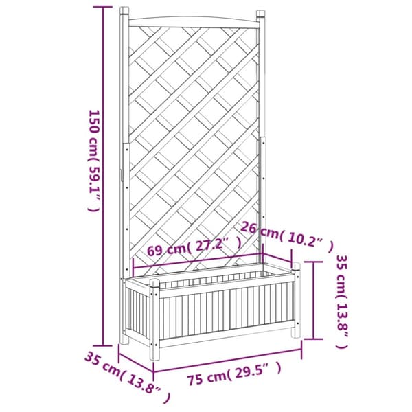 vidaXL plantekasse med espalier massivt grantræ brun
