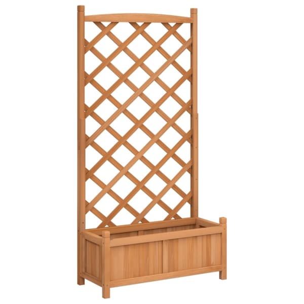 vidaXL plantekasse med espalier massivt grantræ brun