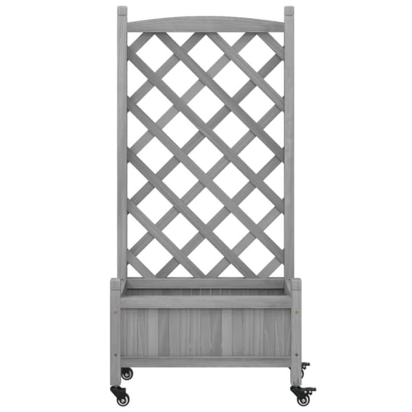 vidaXL Plantekasse med espalier og hjul grå heltre gran