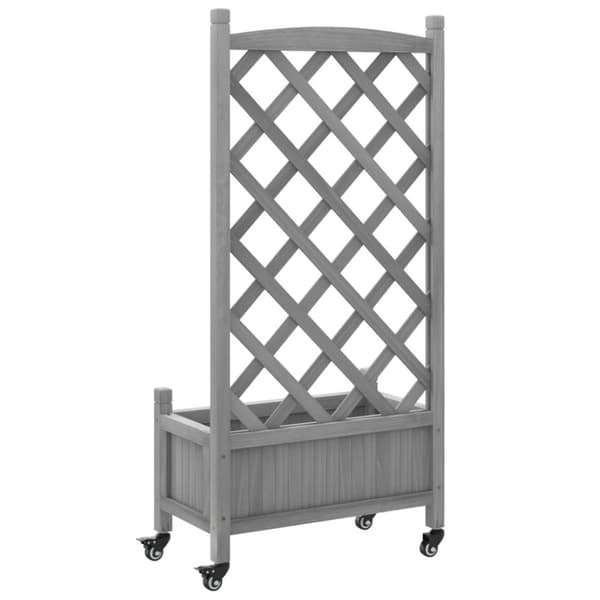 vidaXL Plantekasse med espalier og hjul grå heltre gran