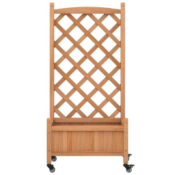 vidaXL Plantekasse med espalier og hjul brun heltre gran
