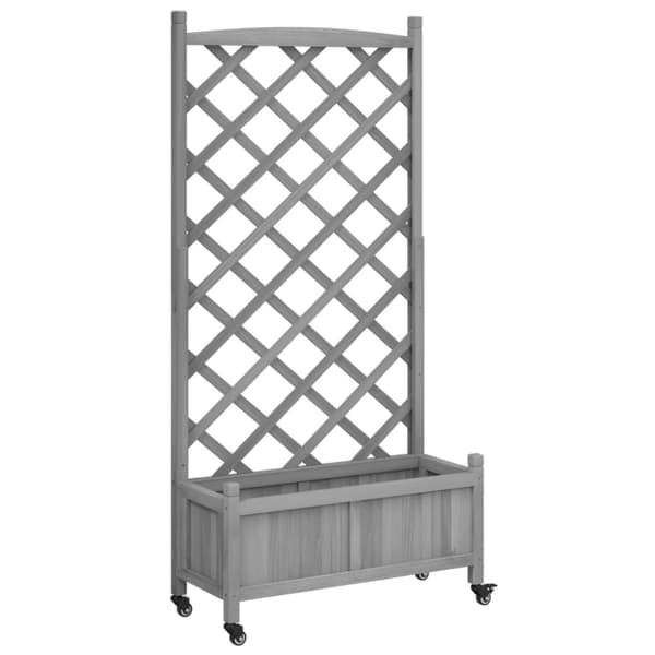 vidaXL Plantekasse med espalier og hjul grå heltre gran