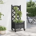 Miniatyrbilde 2 av 9: vidaXL Plantekasse med espalier og hjul svart heltre gran