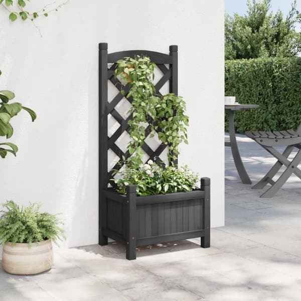 vidaXL plantekasse med espalier massivt grantræ sort