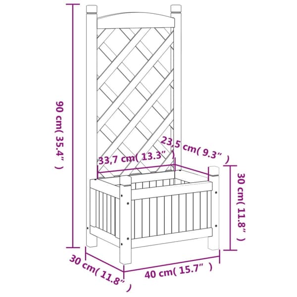 vidaXL plantekasse med espalier massivt grantræ sort
