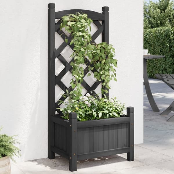 vidaXL plantekasse med espalier massivt grantræ sort