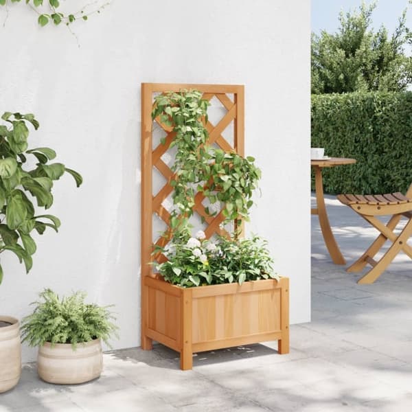 vidaXL Plantekasse med espalier brun heltre gran